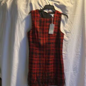 Chic Red and Black Plaid Dress